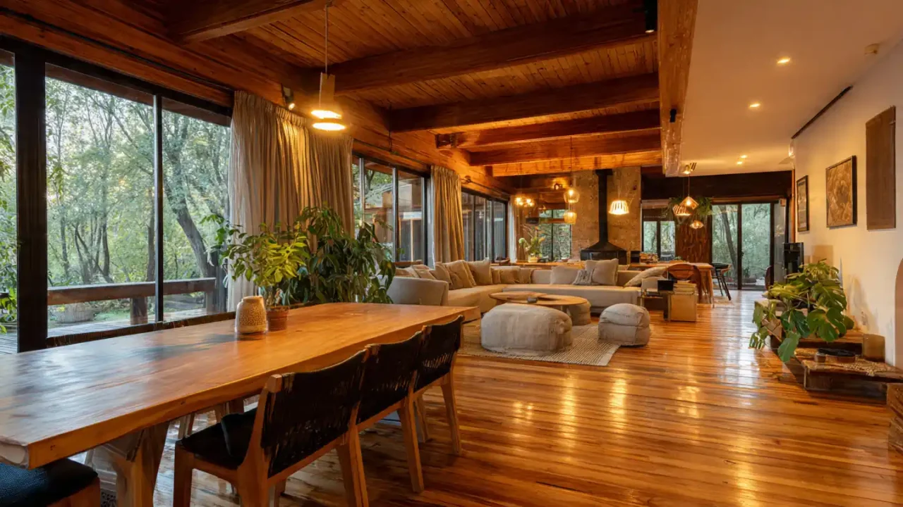 Combinación de maderas en decoración de interiores hogar en Ituzaingó Corrientes